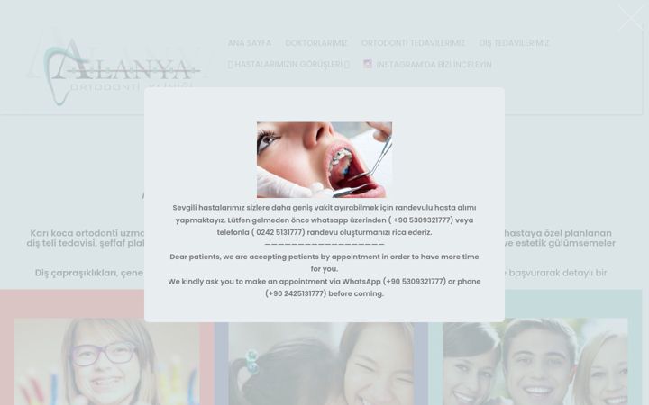 Screenshot of alanyaortodontiklinigi.com