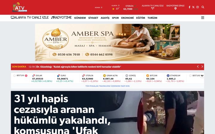 Screenshot ta' alanyatelevizyonu.com.tr