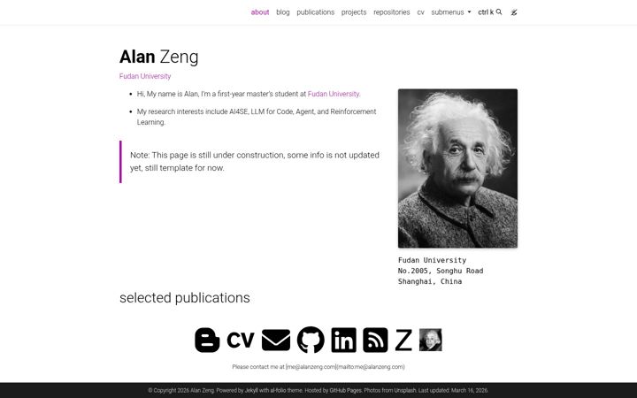 Skærmbillede af alanzeng.com