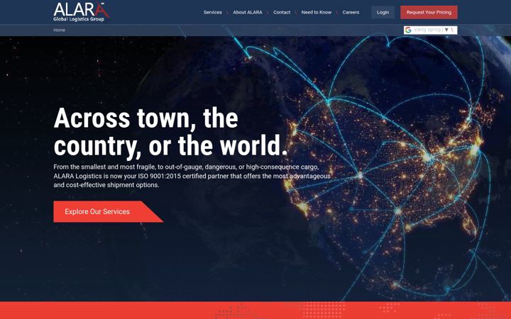Screenshot of alaralogistics.com