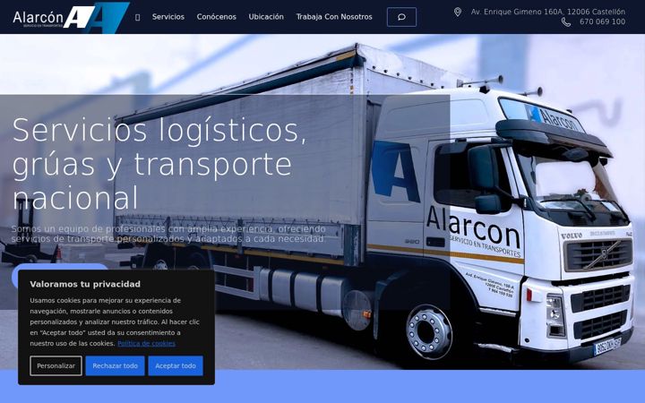 Screenshot of alarcontransportesygruas.com