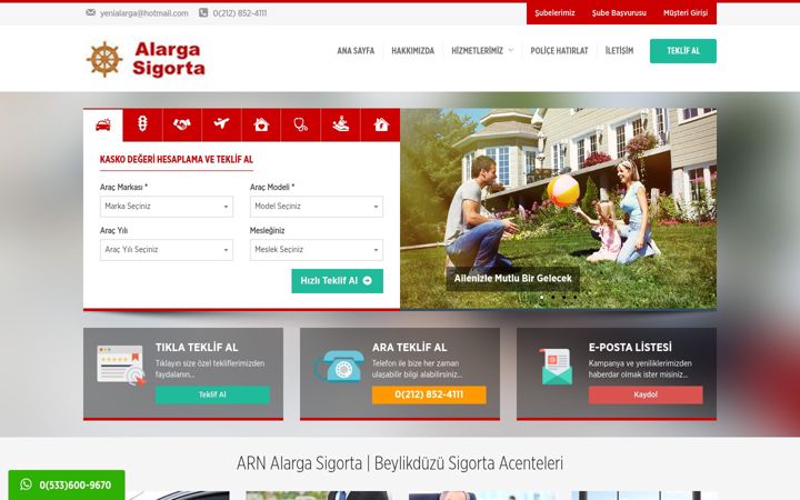 Screenshot of alargasigorta.com.tr