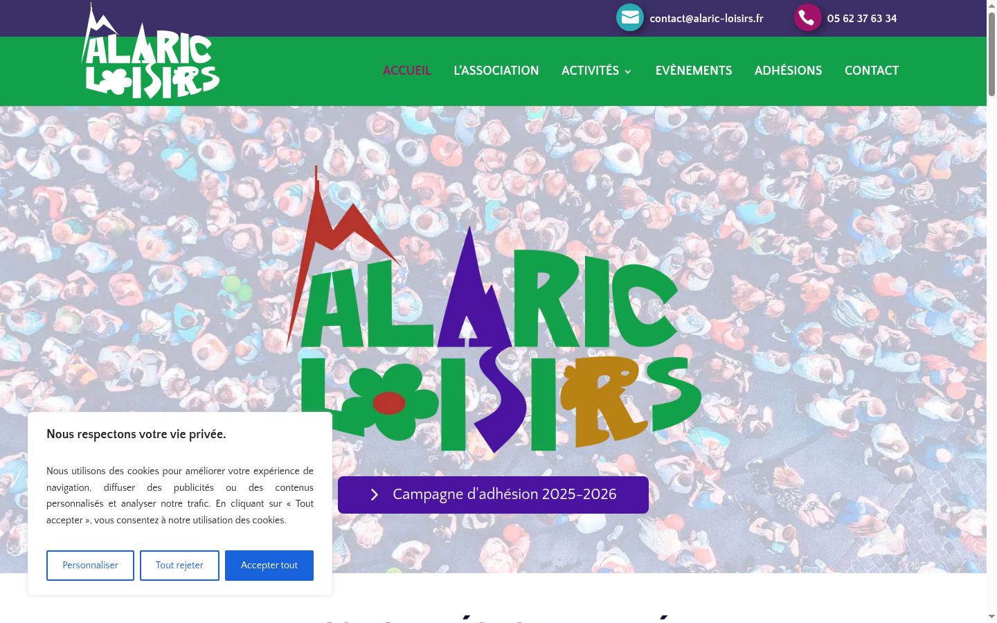 Captura de ecrã do banner de consentimento apresentado antes de qualquer interação