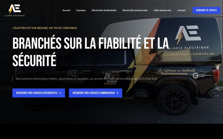 Screenshot of alarieelectrique.com