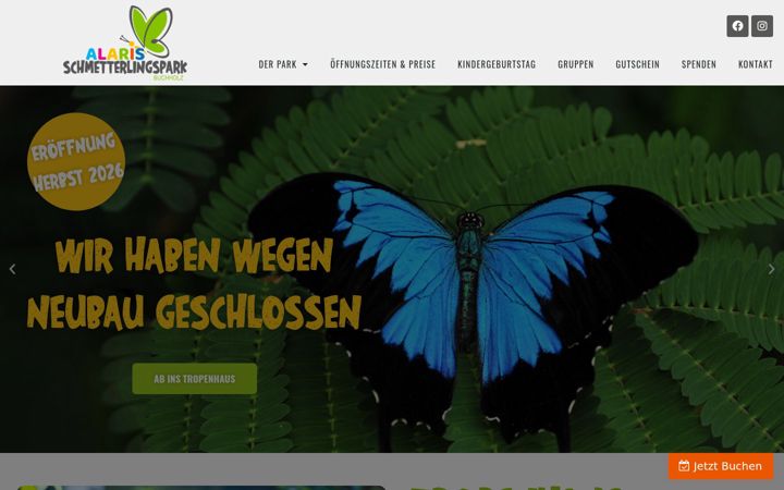 Screenshot of alaris-schmetterlingspark.de