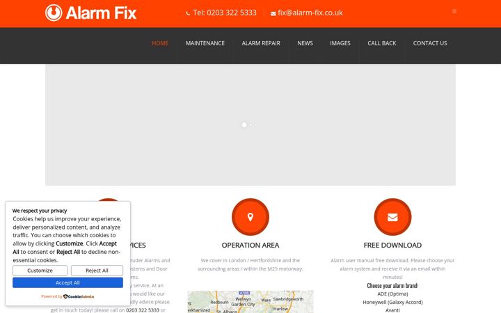 Screenshot του alarm-fix.co.uk