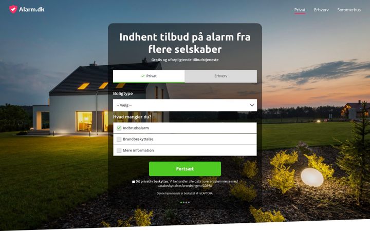 Screenshot of alarm.dk