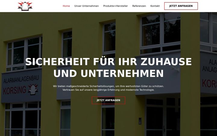 Screenshot του alarmanlagenbau-korsing.de