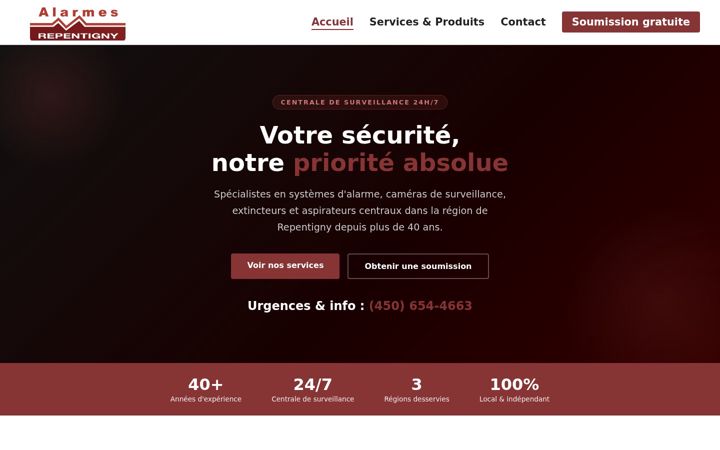 Screenshot of alarmesetaspirateursrepentigny.com
