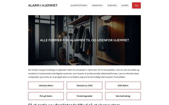 Screenshot of alarmihjemmet.dk