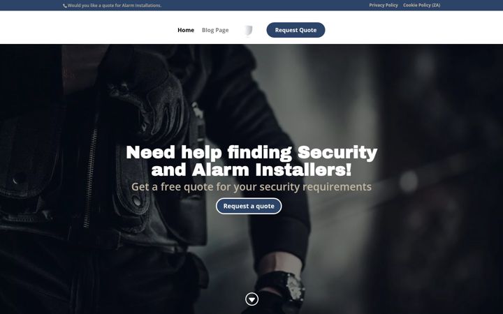Screenshot of alarminstallations.co.za