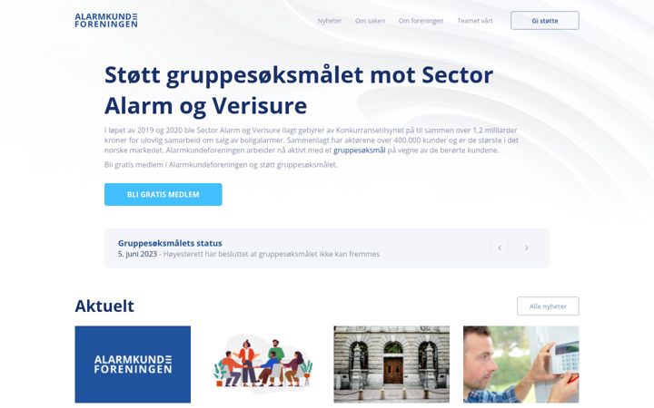 Screenshot of alarmkundeforeningen.no