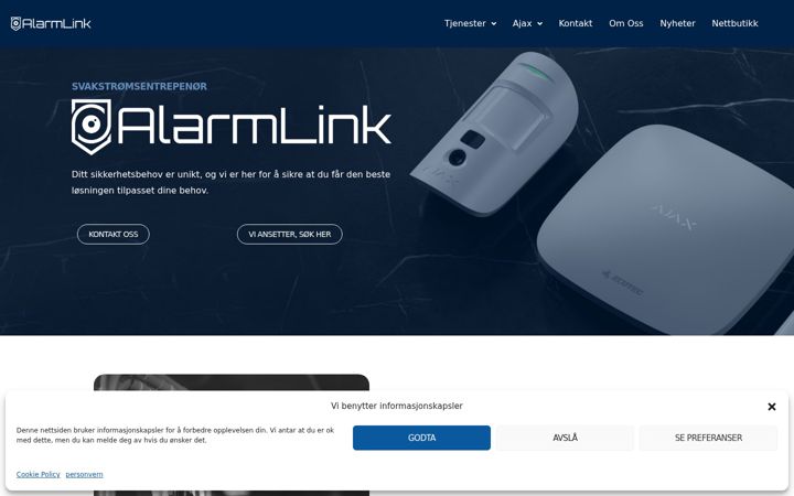 Snimka zaslona za alarmlink.no