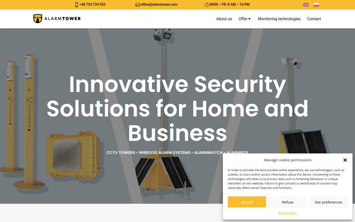 Screenshot of alarmtower.com
