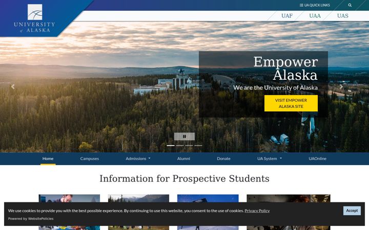 Screenshot ta' alaska.edu