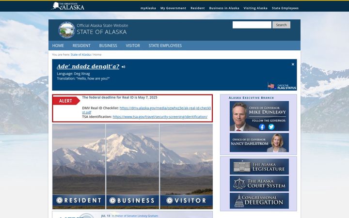 Screenshot ta' alaska.gov