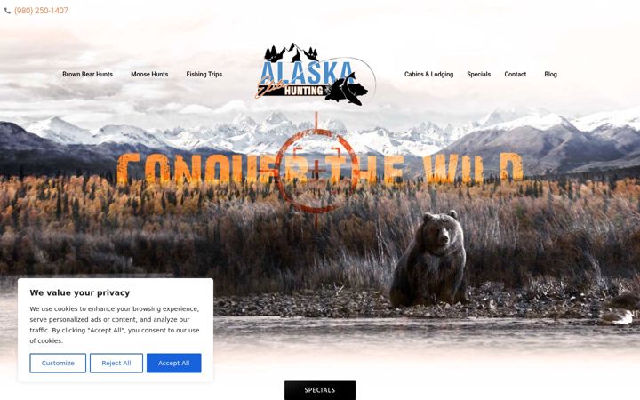 Screenshot stránky alaskaelitehunting.com
