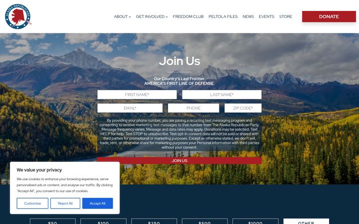 Captură de ecran a alaskagop.net