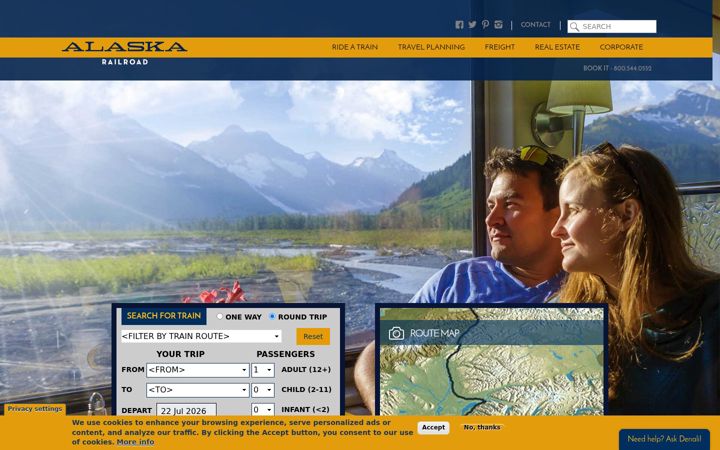 Captura de pantalla de alaskarailroad.com