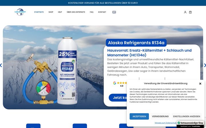 Ekrano kopija alaskarefrigerants.at