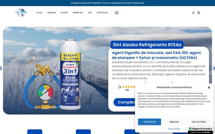 Ekraanipilt saidist alaskarefrigerants.ro