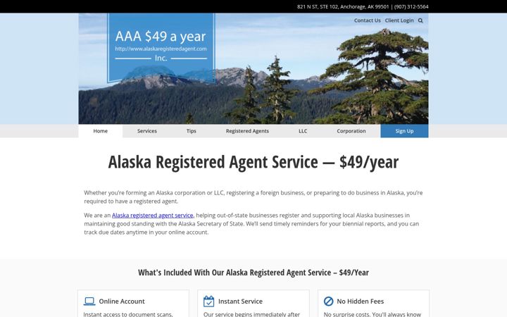 Screenshot of alaskaregisteredagent.com