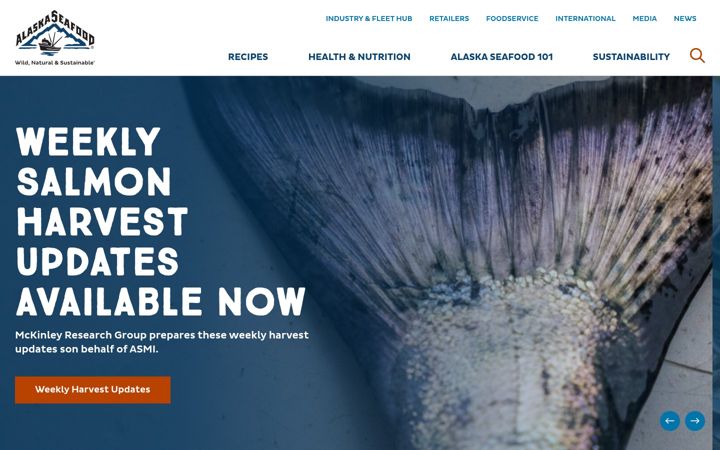 Screenshot of alaskaseafood.org
