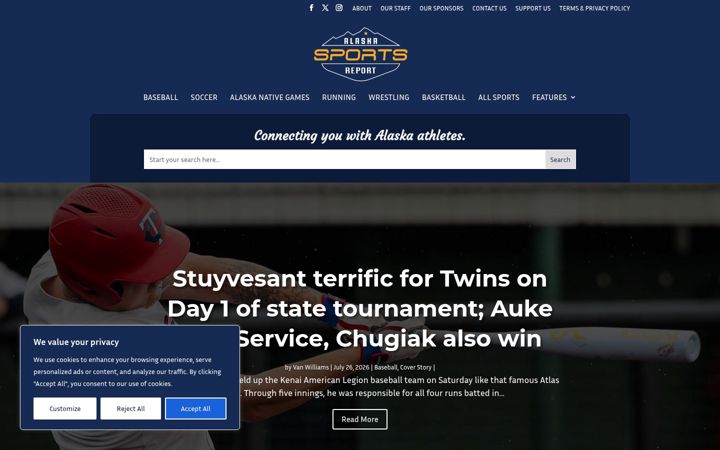 Screenshot of alaskasportsreport.com