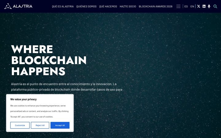 Screenshot of alastria.io