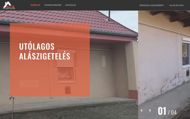 Screenshot of alaszigeteles.hu