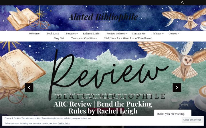 Screenshot of alatedbibliophile.com