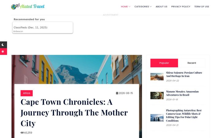 Screenshot of alatedtravel.top
