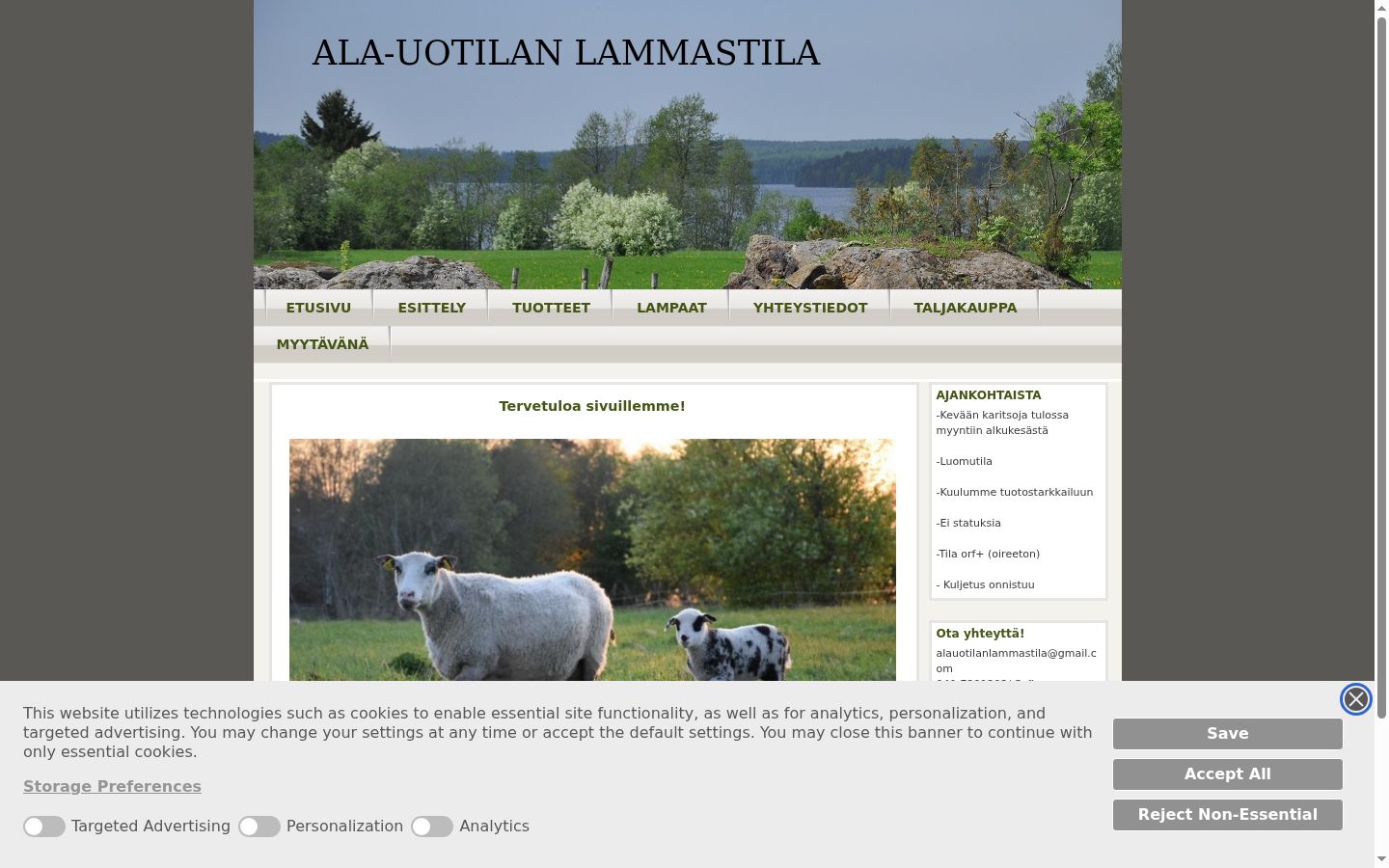 Skärmbild av samtyckesbannern som visades före någon interaktion