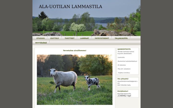 Skärmbild av alauotilanlammastila.fi