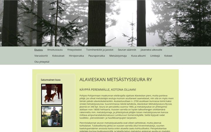 Screenshot of alavieskanmetsastysseura.com