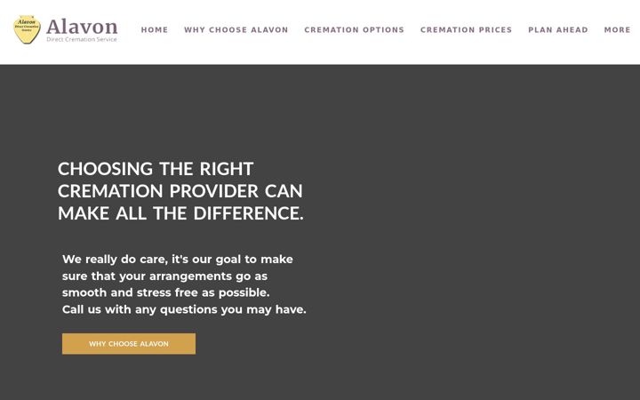 Screenshot of alavondirectcremationservice.com