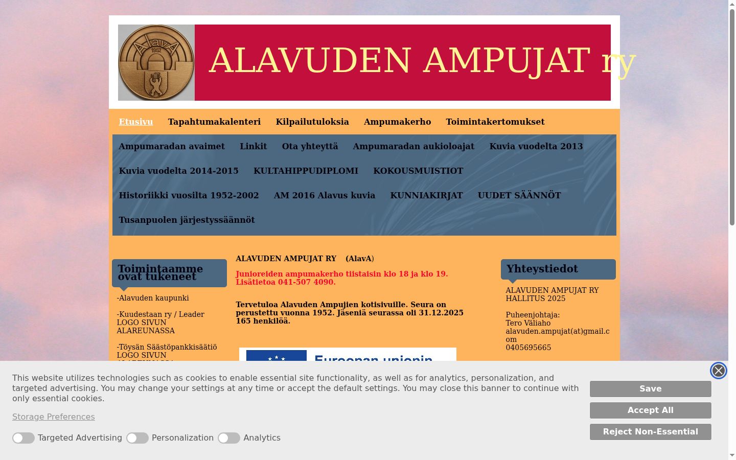 Captura de pantalla del banner de consentimiento mostrado antes de cualquier interacción