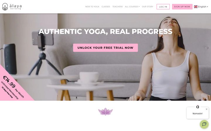 Screenshot von alayayogaonline.com