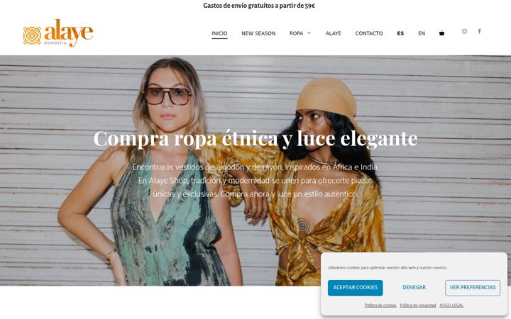 Screenshot von alayeshop.com