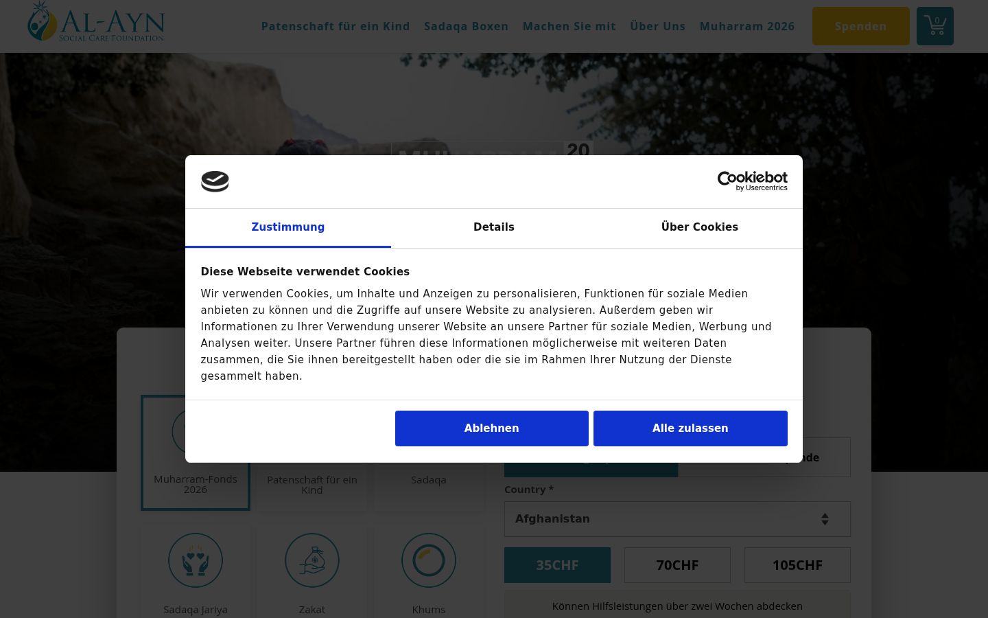 Screenshot van de toestemmingsbanner zoals getoond vóór enige interactie