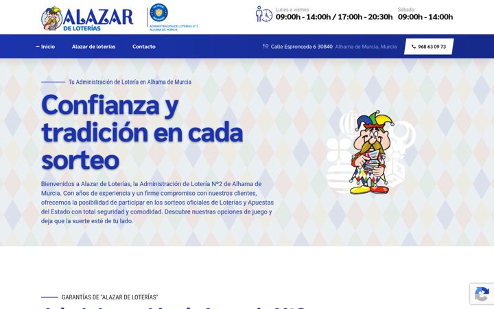 Screenshot of alazardeloterias.com