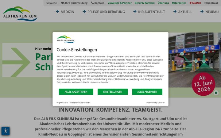 Screenshot of alb-fils-klinikum.de