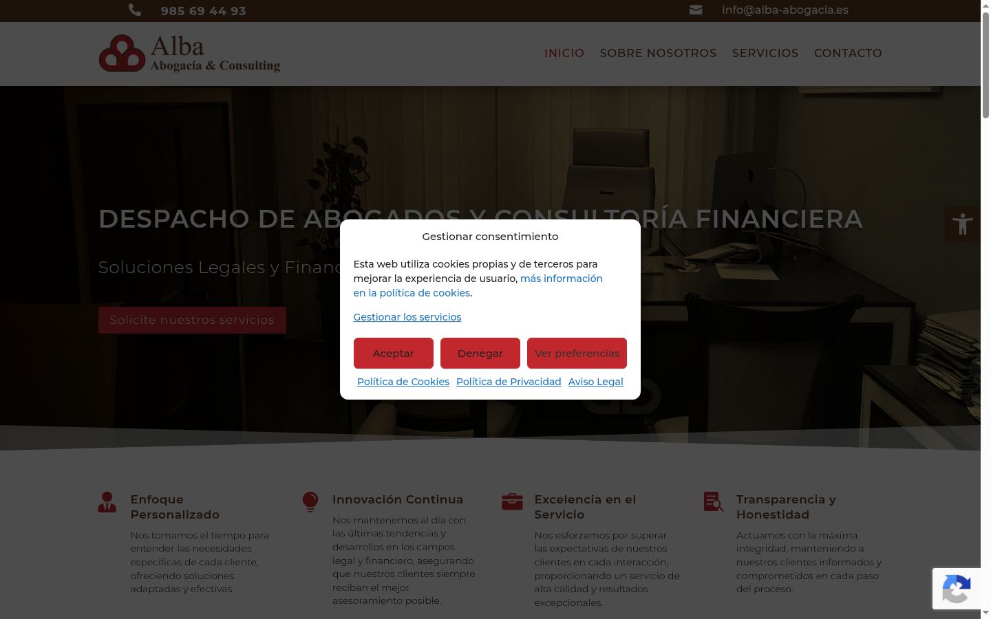 Screenshot of the consent banner shown before any interaction