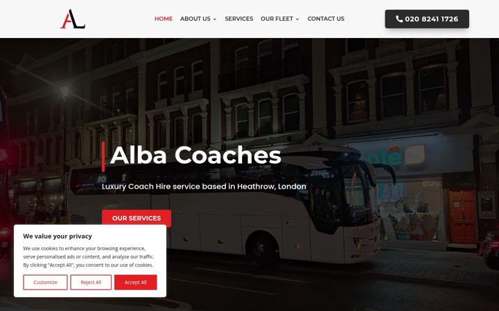 Screenshot of alba-coaches.co.uk