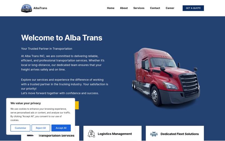 Screenshot van alba-trans-inc.com