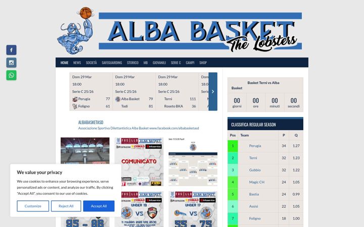 Screenshot of albabasket.org