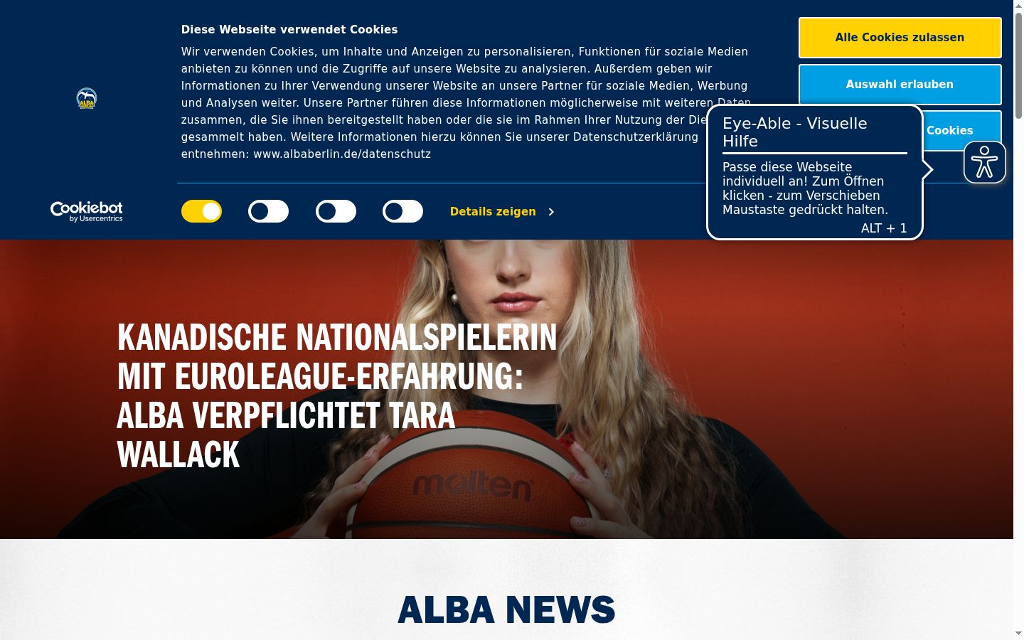 Screenshot des Einwilligungsbanners vor jeglicher Interaktion
