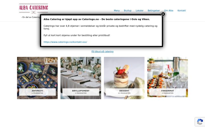 Screenshot of albacatering.no