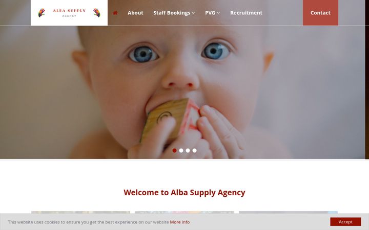 Screenshot of albachildcareagency.co.uk
