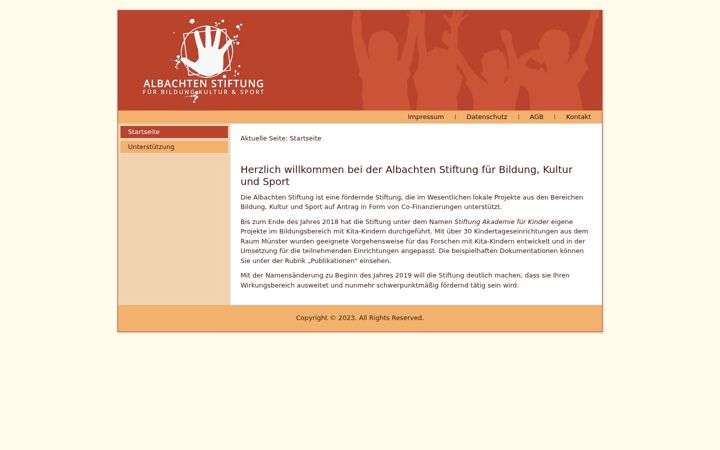 Screenshot stránky albachten-stiftung.de